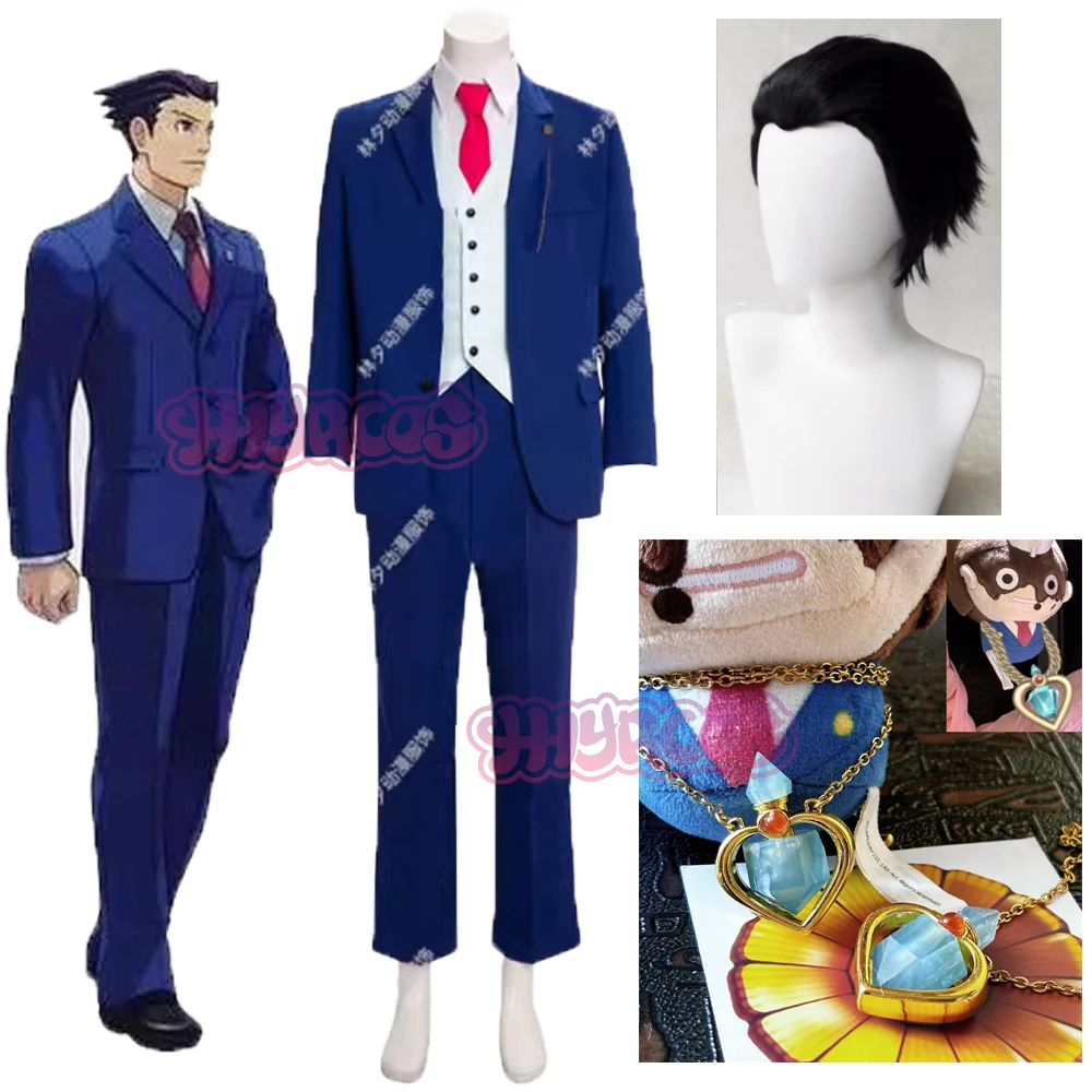 Ace Attorney Phoenix Wright Cosplay Costumes Blue Uniform Suit Jacket With Tie Halloween Party Role Play Props Wig Customized
Ace Attorney Phoenix Wright Cosplay Costumes Blue Uniform Suit Jacket With Tie Halloween Party Role Play Props Wig Customized