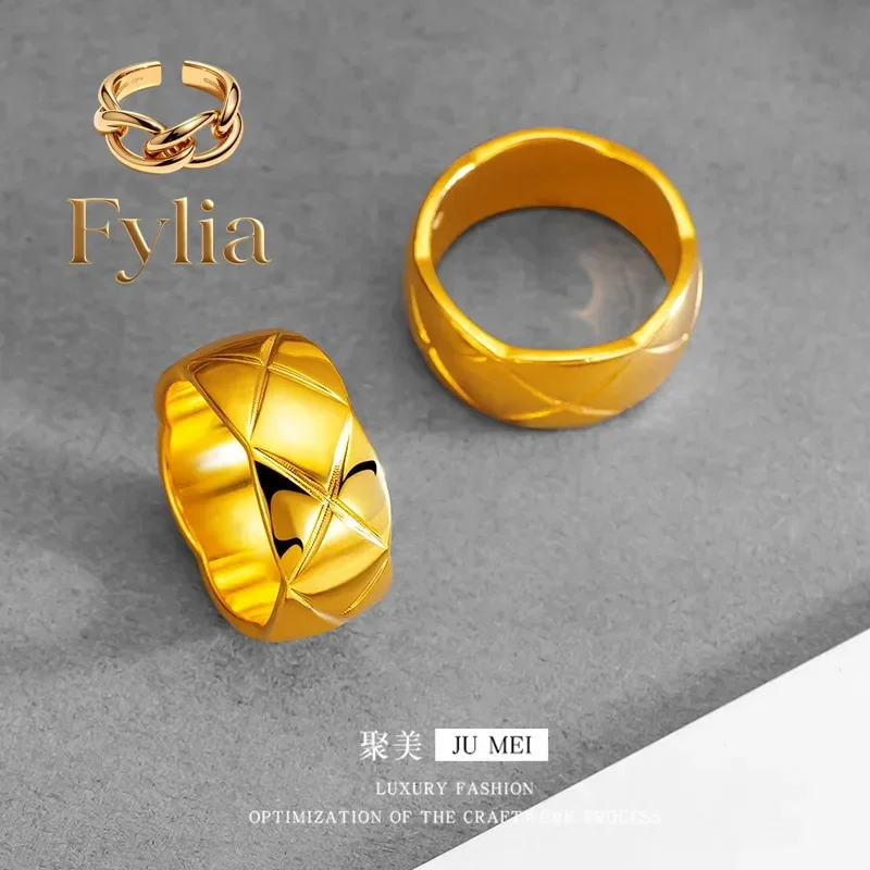 Fylia Jewelry 9999 24K real gold European and American simple fashion rings for women ins rings for women classic diamond patt
Fylia Jewelry 9999 24K real gold European and American simple fashion rings for women ins rings for women classic diamond patt