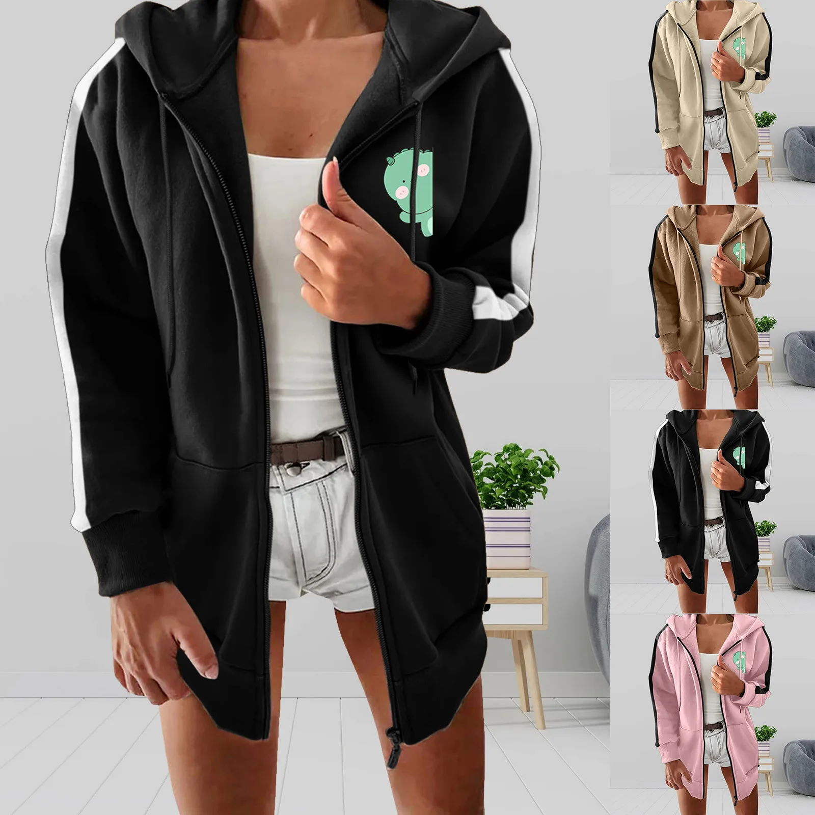 Ladies Autumn Winter Casual Loose Fleece Hooded Zippered Long Sleeve Printed Jacket Coat CoatFor Women Autumn Winter Jackets
Ladies Autumn Winter Casual Loose Fleece Hooded Zippered Long Sleeve Printed Jacket Coat CoatFor Women Autumn Winter Jackets