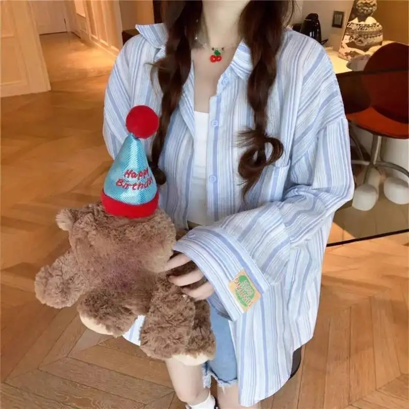 Pink Striped Shirt Women Korean Style Loose Long Sleeved Button Up Blouse Ladies Autumn New Wild Streetwear Casual Shirts 2025
Pink Striped Shirt Women Korean Style Loose Long Sleeved Button Up Blouse Ladies Autumn New Wild Streetwear Casual Shirts 2025