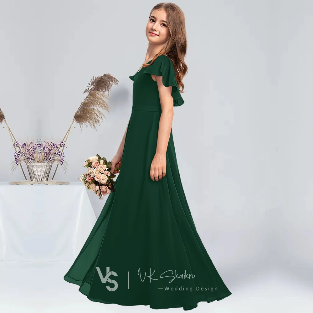 A Line V Neck Floor Length Chiffon Junior Bridesmaid Dress With Cascading Ruffles Flower Girl Dress For Girls Wedding Party
A Line V Neck Floor Length Chiffon Junior Bridesmaid Dress With Cascading Ruffles Flower Girl Dress For Girls Wedding Party