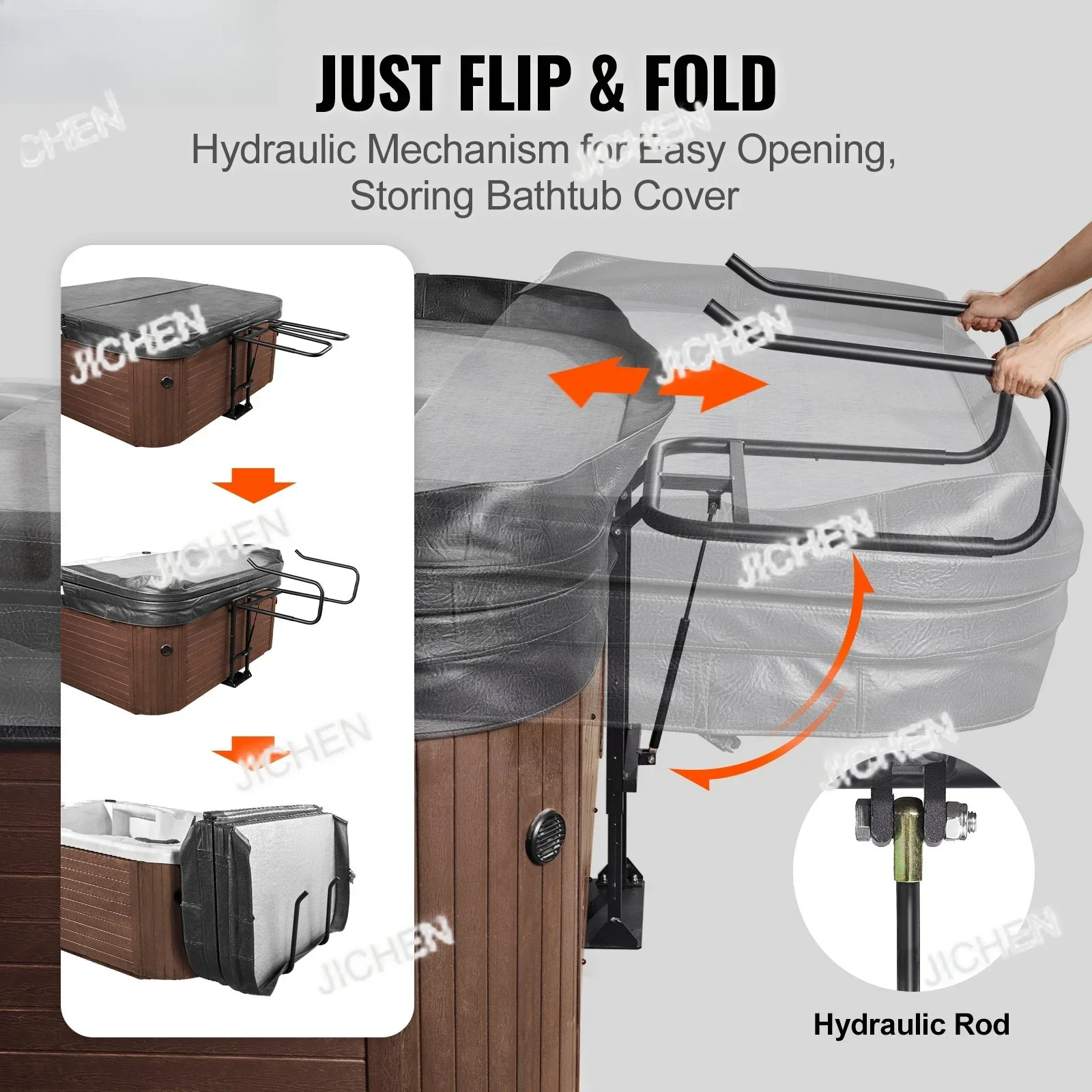 ZH Hot Tub Cover Lift Spa Cover Lift, Hydraulic Height 33.1" - 41.3" Width 53.1" - 92.5" Adjustable Installed Underneath
ZH Hot Tub Cover Lift Spa Cover Lift, Hydraulic Height 33.1" - 41.3" Width 53.1" - 92.5" Adjustable Installed Underneath