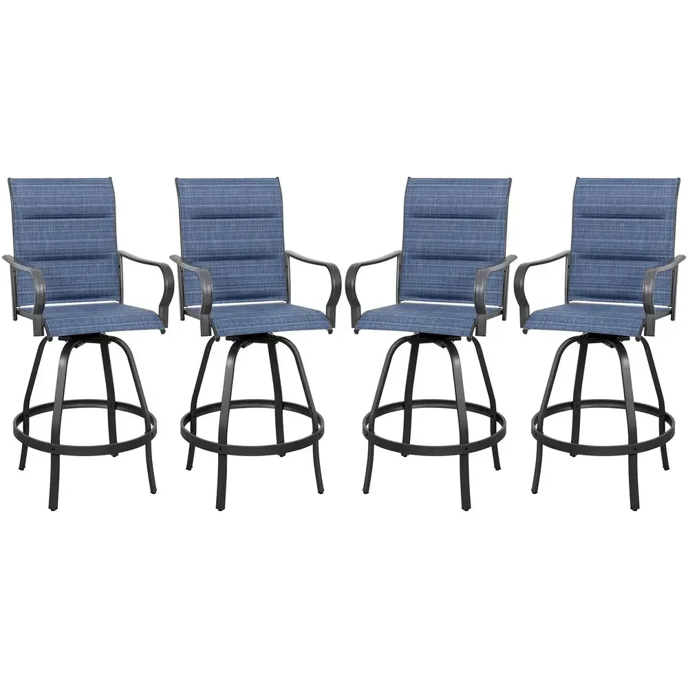 4 Piece Outdoor Patio Swivel Bar Chairs, All Weather Padded Sling Textile High Top Bar Stools, Bistro Set for Backyard, Lawn Ga
4 Piece Outdoor Patio Swivel Bar Chairs, All Weather Padded Sling Textile High Top Bar Stools, Bistro Set for Backyard, Lawn Ga