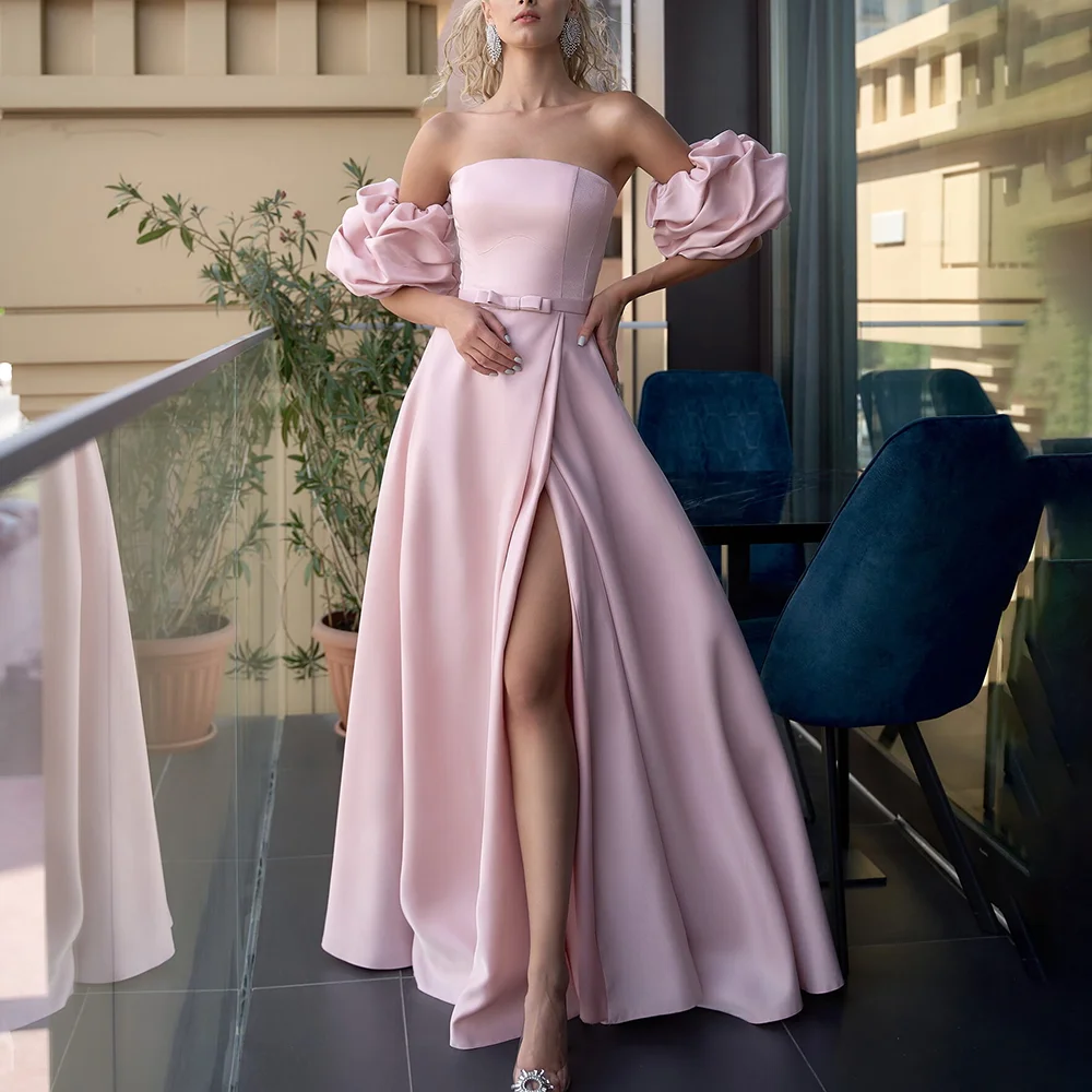 Sweet Pink Satin Evening Dresses For Women Classic Strapless High Slit Ankle Length Skirt Formal Dinner Party Prom Costume
Sweet Pink Satin Evening Dresses For Women Classic Strapless High Slit Ankle Length Skirt Formal Dinner Party Prom Costume