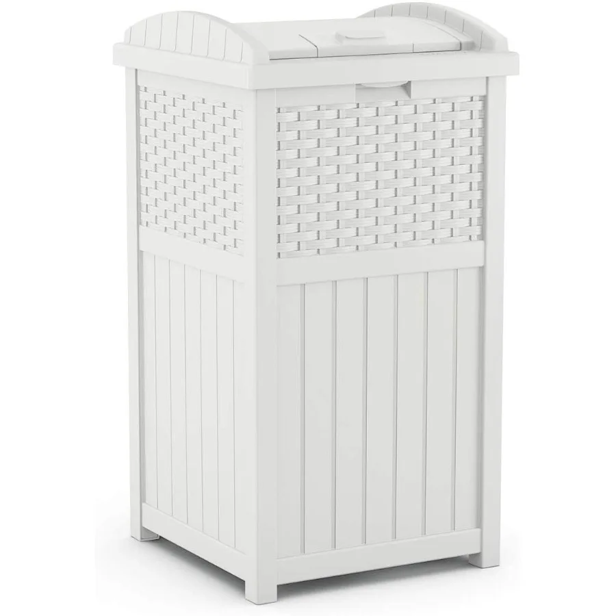 Resin Wicker Hideaway Outdoor Trash Can with Secure Latching Lid for Patio and Deck, Weather-Resistant White Finish, Space-Savi
Resin Wicker Hideaway Outdoor Trash Can with Secure Latching Lid for Patio and Deck, Weather-Resistant White Finish, Space-Savi
