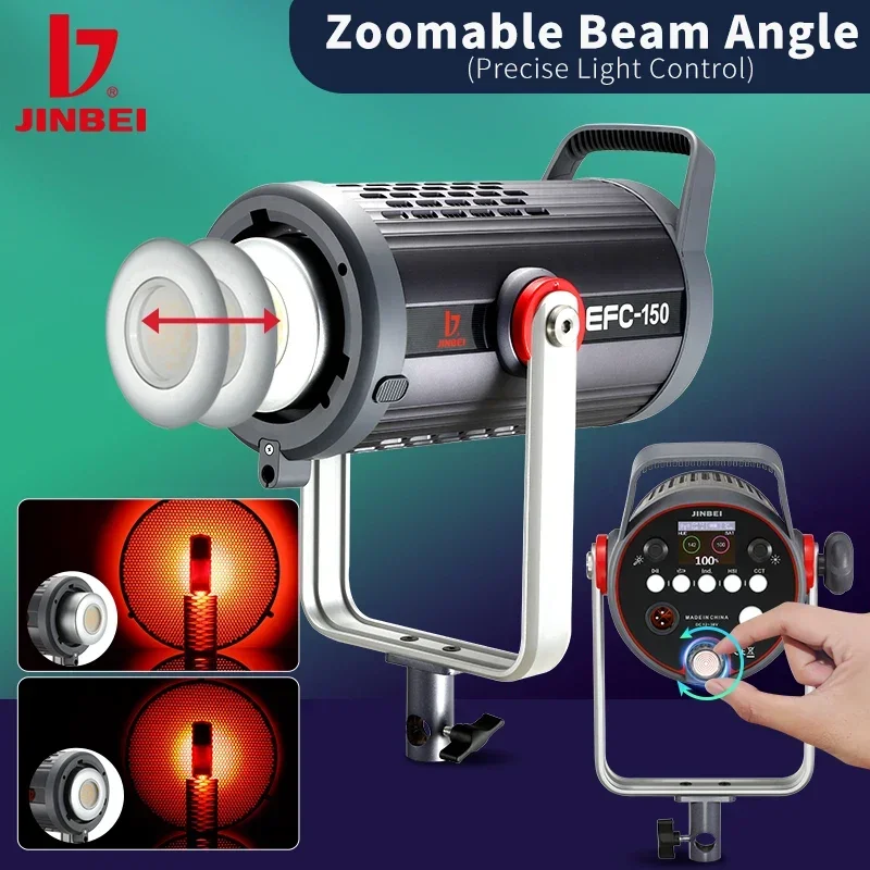 JINBEI EFC-150W RGB LED Video Light 2700K-7500K Photography Lighting Live Studio Zoomable Spotlight Bowens Mount AC/DC Ra97
JINBEI EFC-150W RGB LED Video Light 2700K-7500K Photography Lighting Live Studio Zoomable Spotlight Bowens Mount AC/DC Ra97