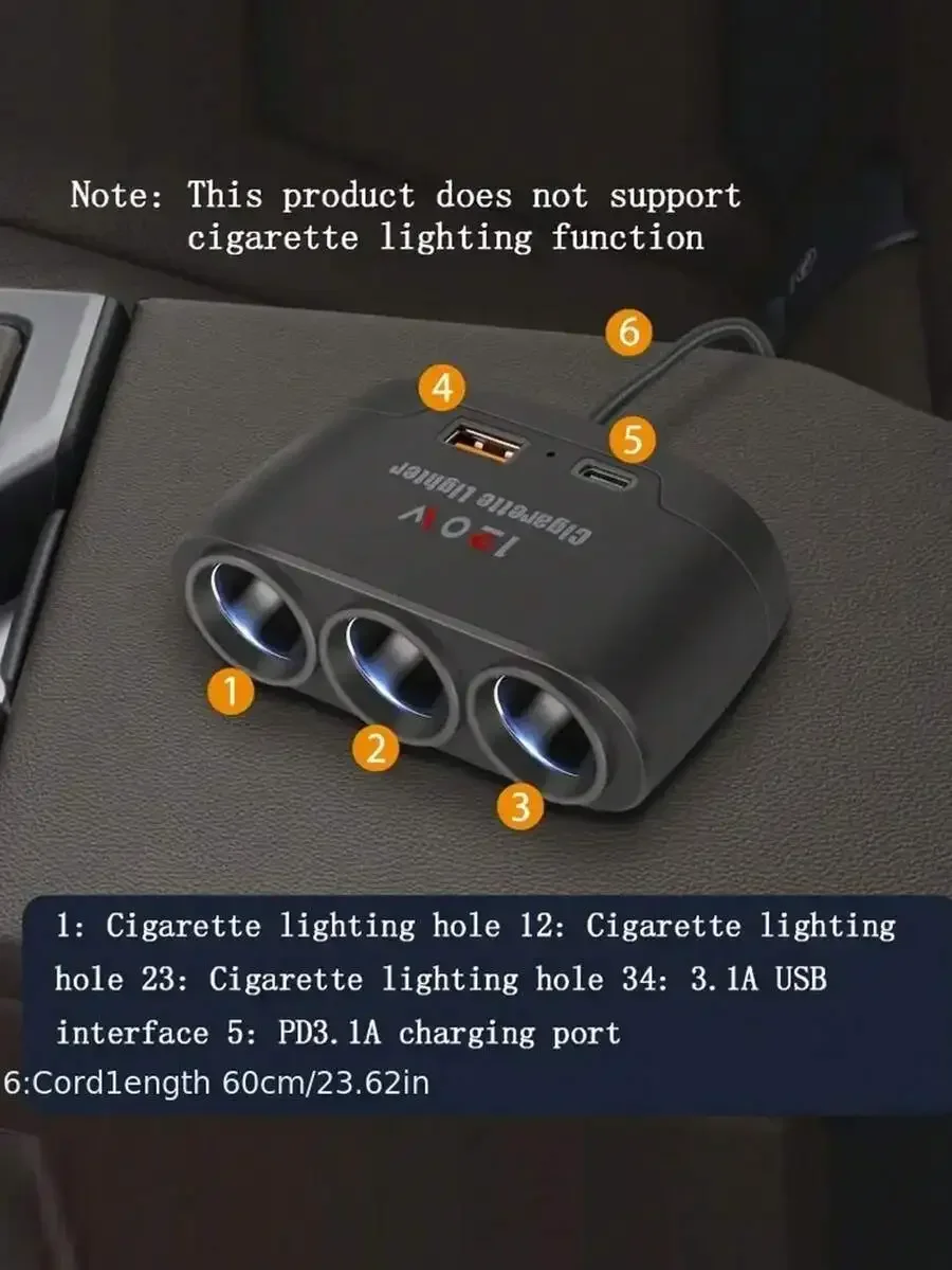 3-In-1 Car Charger With Triple Power Outlets, 3.1A USB And PD 3.0 Port - 120W High Power Adapter For Phones, GPS, Vacuum
3-In-1 Car Charger With Triple Power Outlets, 3.1A USB And PD 3.0 Port - 120W High Power Adapter For Phones, GPS, Vacuum