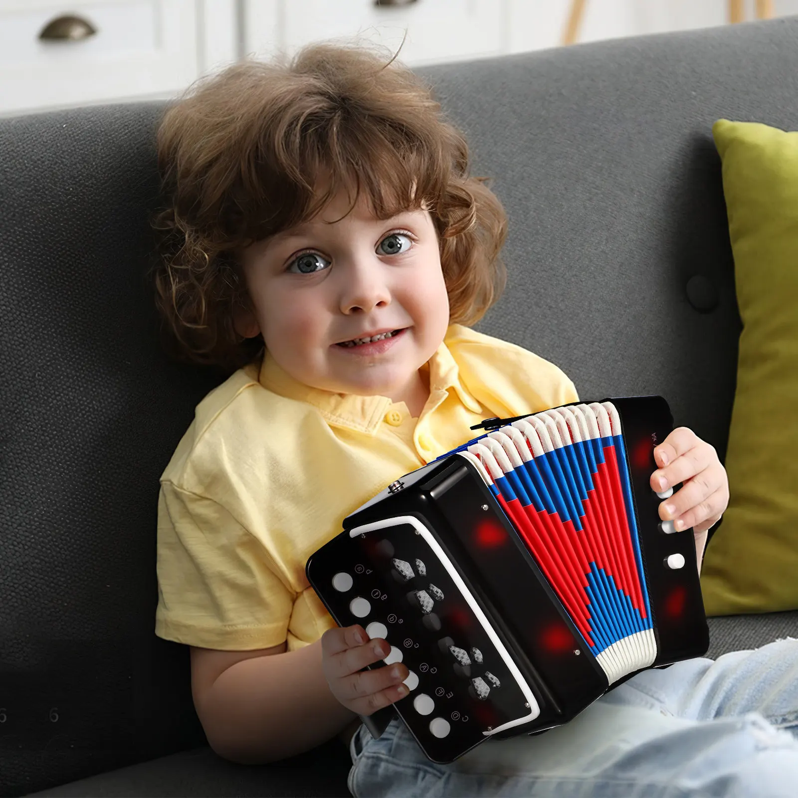 Mini Accordion 7 Keys 2 Bass Buttons Lightweight Handheld Musical Instrument Early Education Musical Instruments
Mini Accordion 7 Keys 2 Bass Buttons Lightweight Handheld Musical Instrument Early Education Musical Instruments