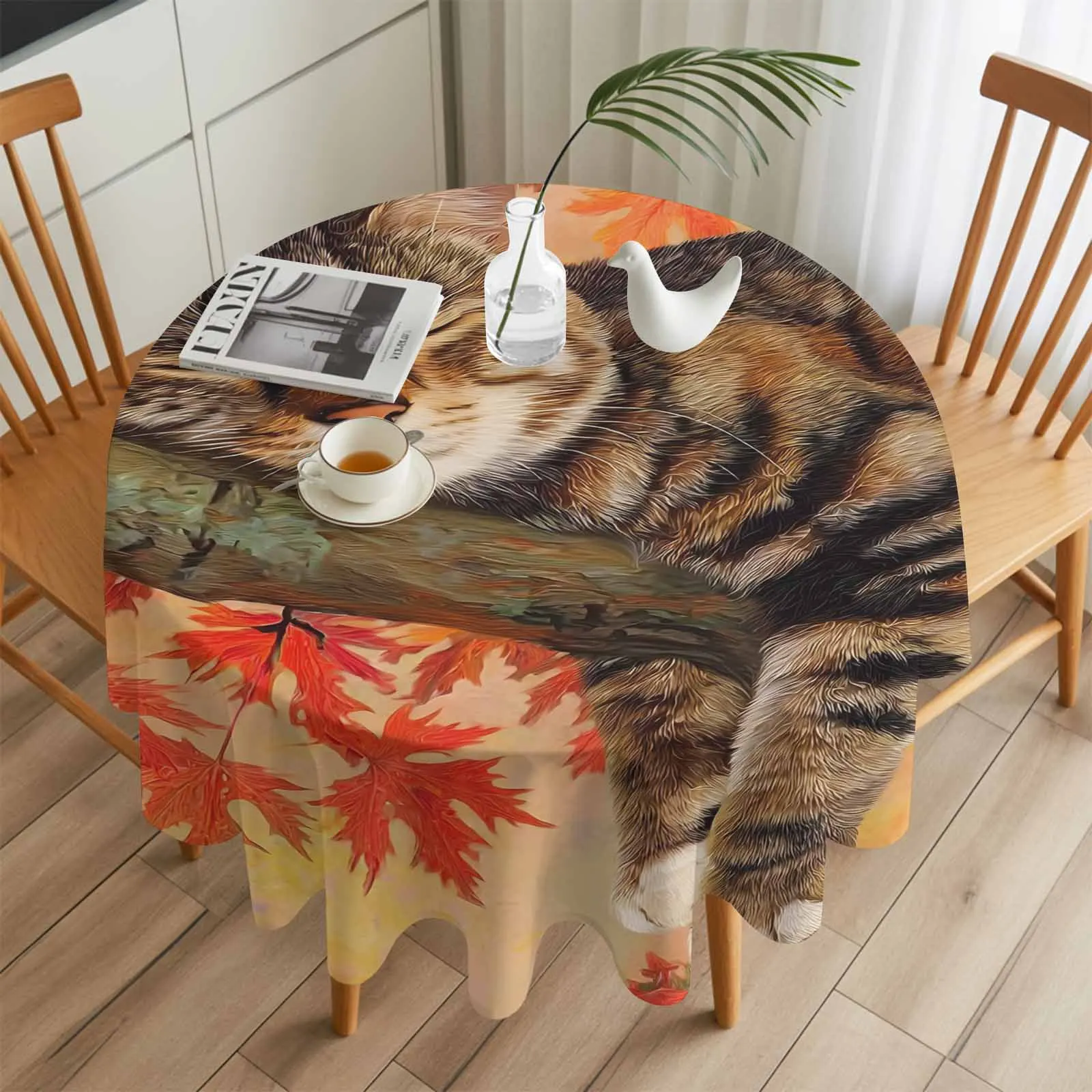 Retro Thanksgiving Cat Maple Leaves Round Table Cloth Festival Dining Tablecloth Waterproof Table Cover for Wedding Party Decor 
Retro Thanksgiving Cat Maple Leaves Round Table Cloth Festival Dining Tablecloth Waterproof Table Cover for Wedding Party Decor