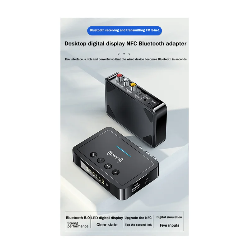 Desktop Digital Display NFC Bluetooth Adapter Bluetooth 5.0 Audio Transmitter Receiver FM 3 in 1 Bluetooth Adapter 
Desktop Digital Display NFC Bluetooth Adapter Bluetooth 5.0 Audio Transmitter Receiver FM 3 in 1 Bluetooth Adapter