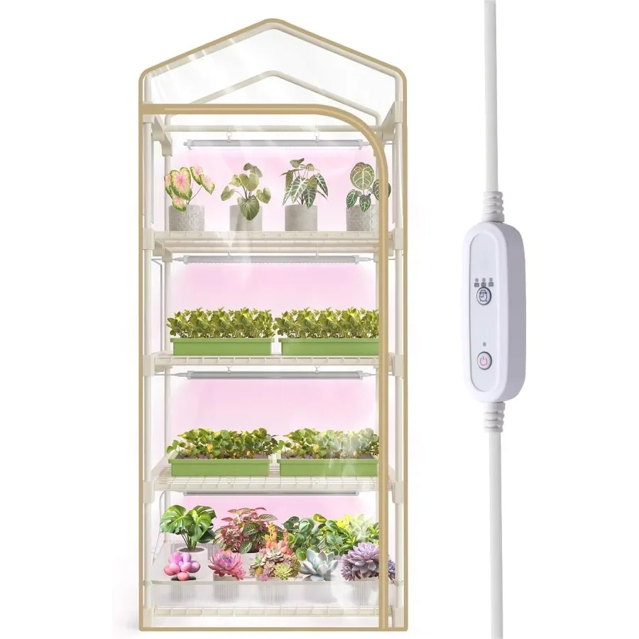 Mini Indoor Greenhouse with Grow Light4 Tiers Plant Shelf with 1.6FT 20W Full Spectrum Grow Light with Timer for Seed Starting
Mini Indoor Greenhouse with Grow Light4 Tiers Plant Shelf with 1.6FT 20W Full Spectrum Grow Light with Timer for Seed Starting