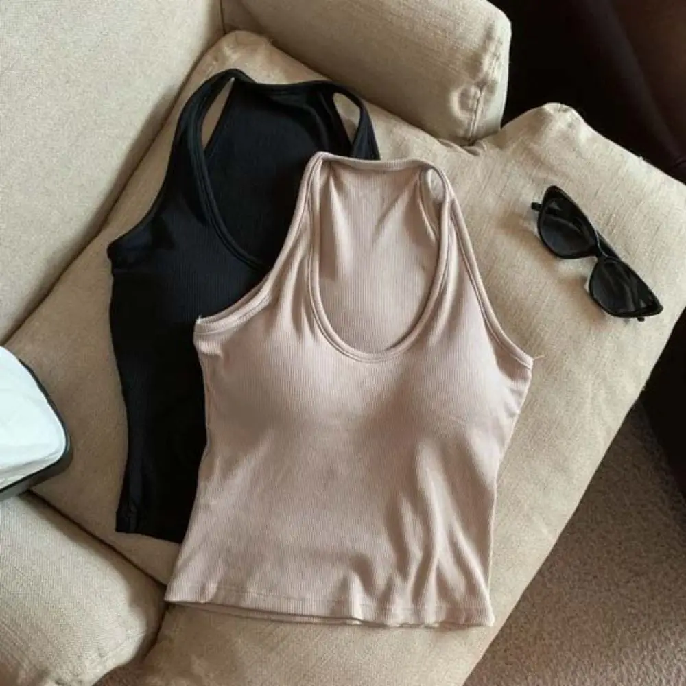 Mimic Halter Sleeveless Crop Top Slim Fit Deep V-Neck Sweet Girl's Tank Top Beachwear Undershirts Camisole with Pads Seaside
Mimic Halter Sleeveless Crop Top Slim Fit Deep V-Neck Sweet Girl's Tank Top Beachwear Undershirts Camisole with Pads Seaside