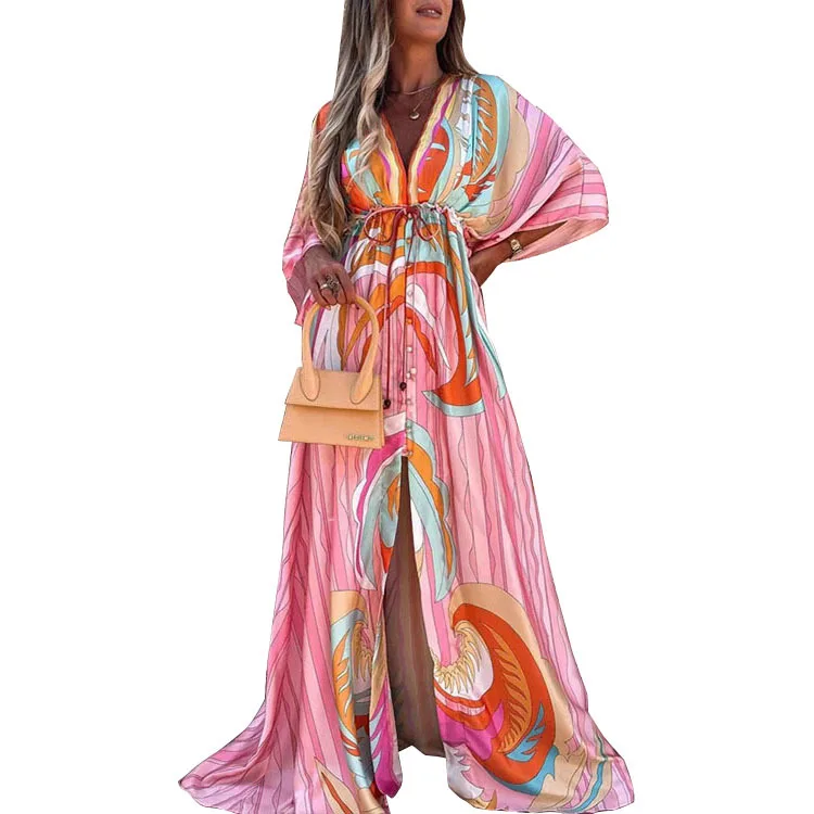 Vestidos 2025 Summer Boho Maxi Dresses Womens Clothing Elegant V-Neck Floral Printed Long Party Dress Beach Style Casual Dress
Vestidos 2025 Summer Boho Maxi Dresses Womens Clothing Elegant V-Neck Floral Printed Long Party Dress Beach Style Casual Dress