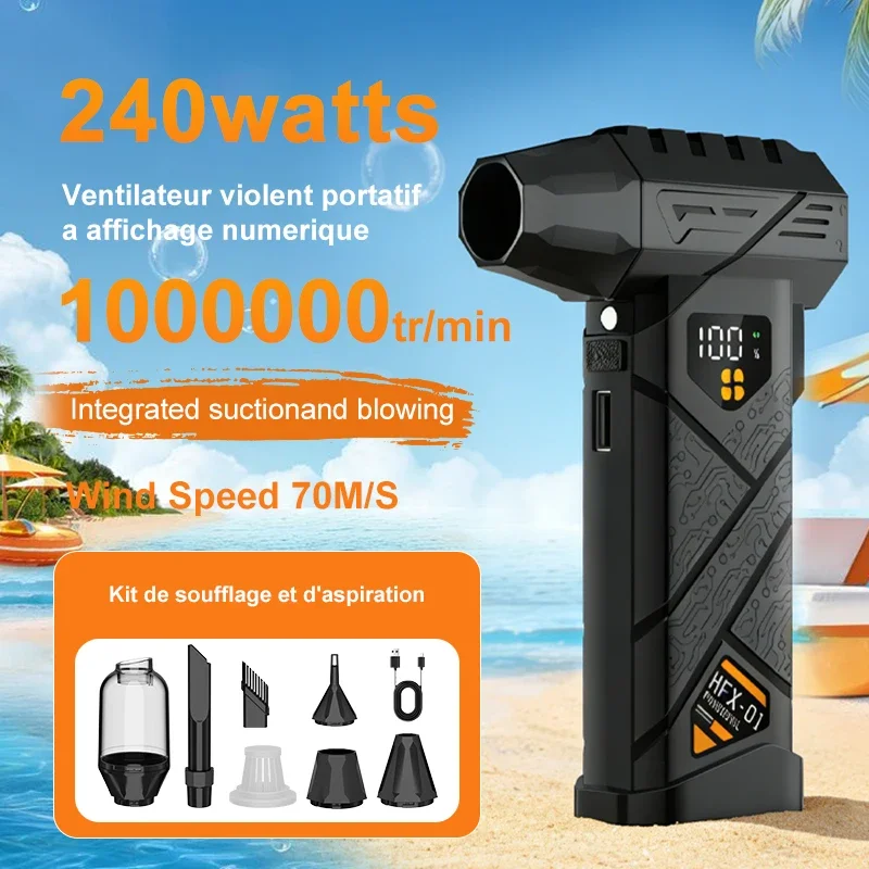 Powerful Violent Fan Air Blower 1000000RPM Turbo Jet Brushless Super Thrust 60m/s 4-Speed USB Rechargeable LED Light Power Bank
Powerful Violent Fan Air Blower 1000000RPM Turbo Jet Brushless Super Thrust 60m/s 4-Speed USB Rechargeable LED Light Power Bank