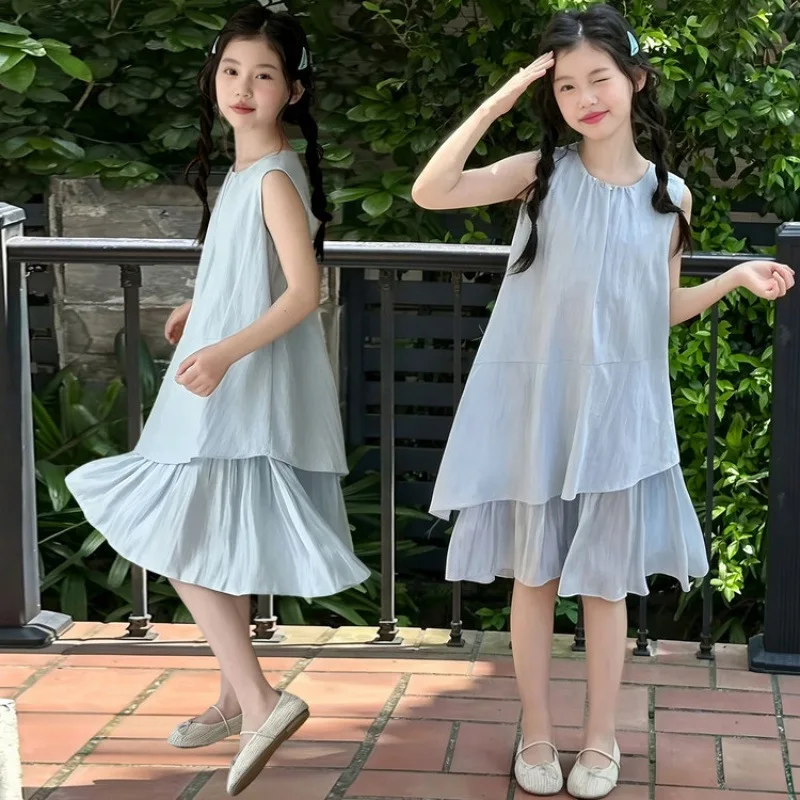 Korean Style Fresh Sleeveless Dress Summer Clothes for Girls Double Layer Irregular Vest Skirt Cotton Blend Sweet Summer Dress
Korean Style Fresh Sleeveless Dress Summer Clothes for Girls Double Layer Irregular Vest Skirt Cotton Blend Sweet Summer Dress