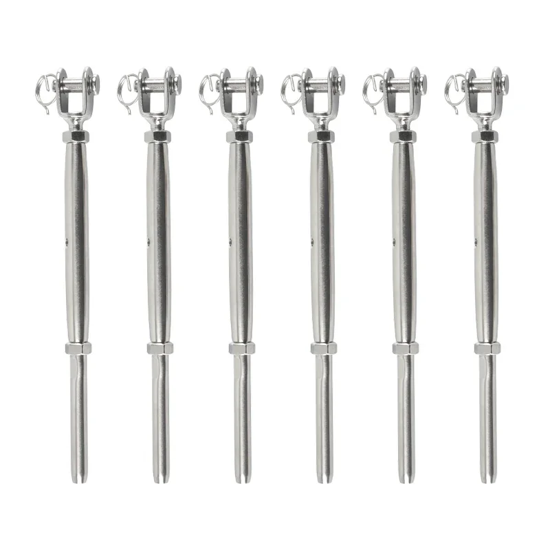 6PCS Marine Grade 316 Stainless Steel Cable Railing Kit - Jaw Swage Stud Turnbuckle Fork Terminal for 1/8'' 3mm Wire Rope 
6PCS Marine Grade 316 Stainless Steel Cable Railing Kit - Jaw Swage Stud Turnbuckle Fork Terminal for 1/8'' 3mm Wire Rope