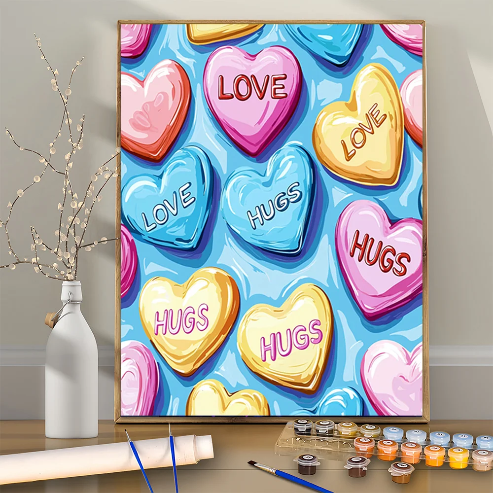 1pc frameless 1pc Heart Candy with "LOVE" "HUGS" - Suitable for Beginners Paint by Numbers Kit - 16X20 Inches - Frameless - Pain
1pc frameless 1pc Heart Candy with "LOVE" "HUGS" - Suitable for Beginners Paint by Numbers Kit - 16X20 Inches - Frameless - Pain