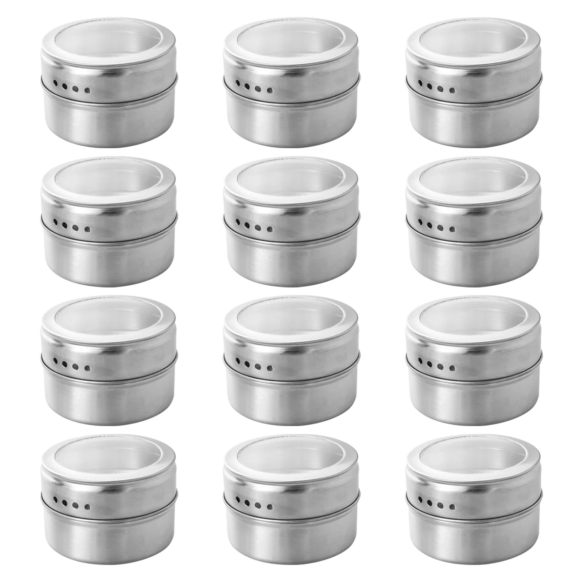 12 Pcs Spice Jar Containers Clear Lid Magnetic Backing Stainless Steel Space-saving Storage Tins for Spices Candy
12 Pcs Spice Jar Containers Clear Lid Magnetic Backing Stainless Steel Space-saving Storage Tins for Spices Candy