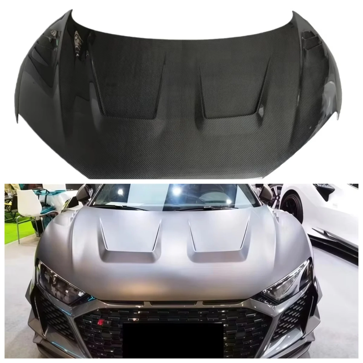 High Quality P-type Carbon Fiber Engine Hood Body Kit Engine Hood for 2016-2023 R8
High Quality P-type Carbon Fiber Engine Hood Body Kit Engine Hood for 2016-2023 R8