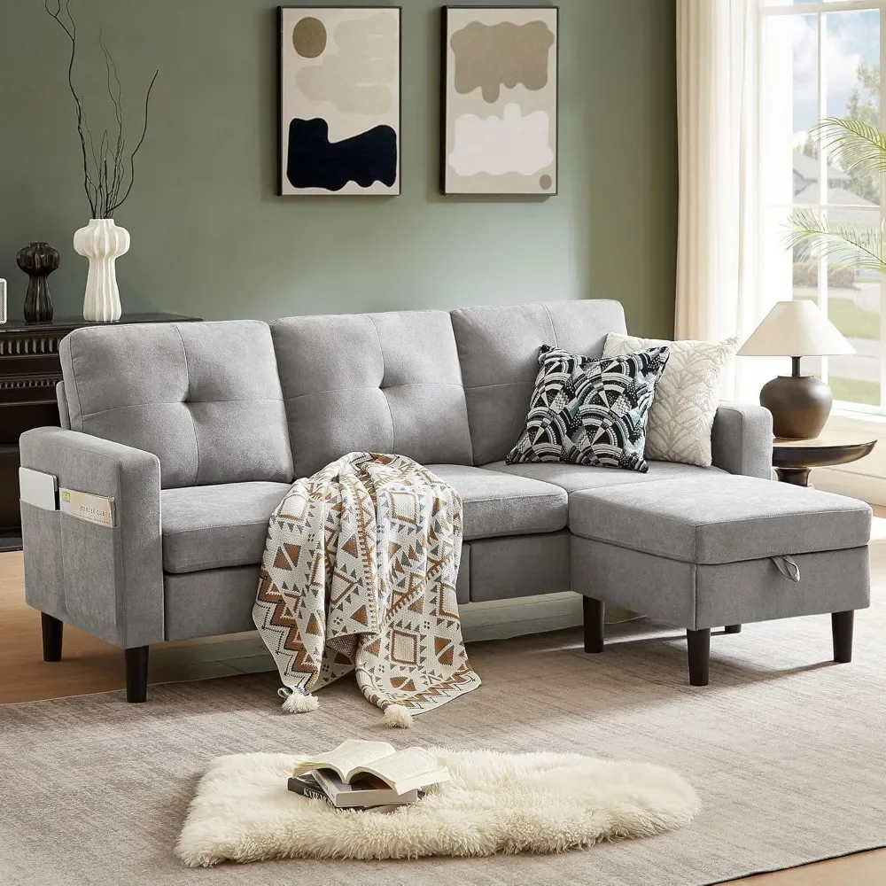 79" Convertible Sectional Sofa, Small L Shaped 3 Seat Couch with Storage Chaise and Side Pocket, Modern Linen Fabric Reversible
79" Convertible Sectional Sofa, Small L Shaped 3 Seat Couch with Storage Chaise and Side Pocket, Modern Linen Fabric Reversible