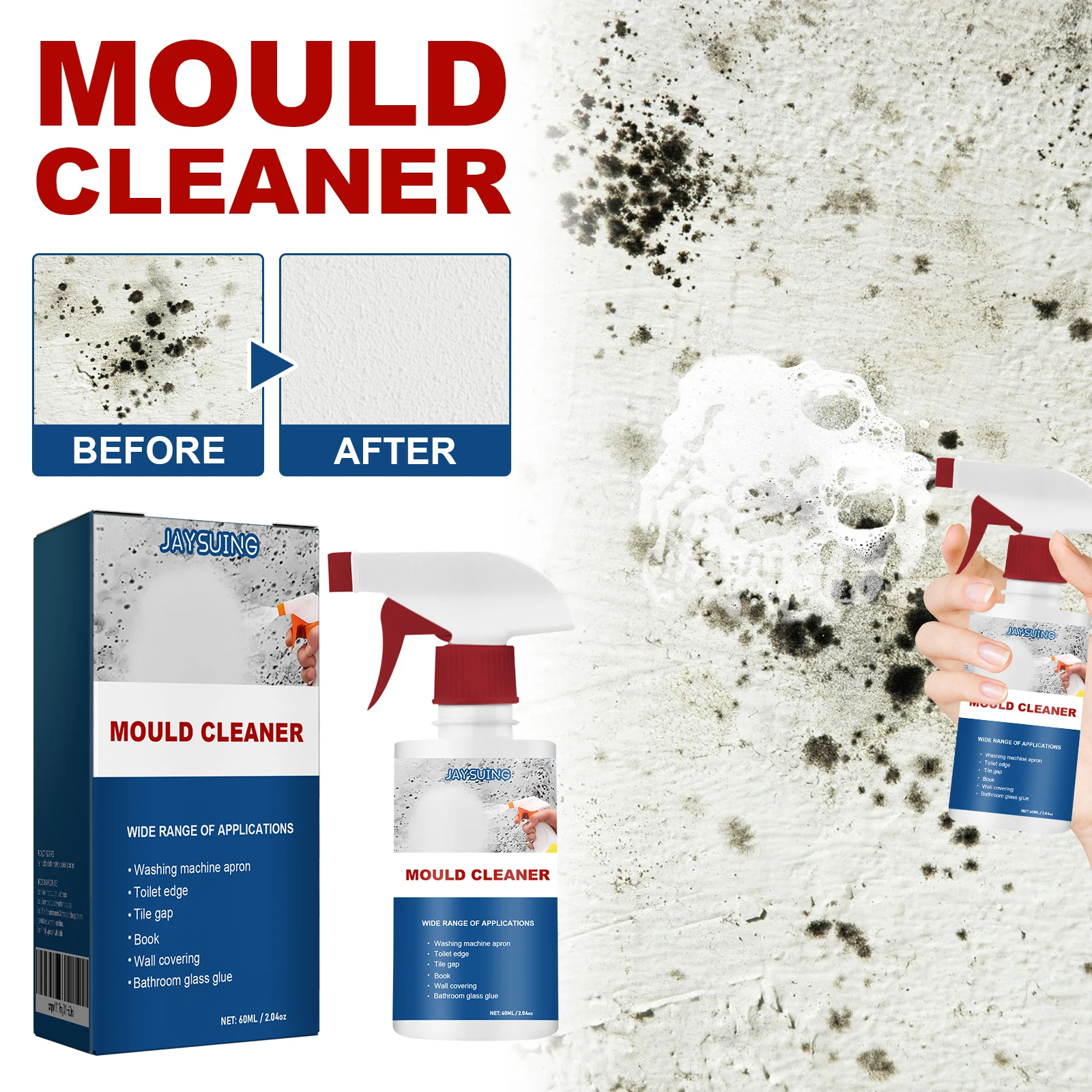 Wall Mildew Remover Mildew Stain Remover Spray Active Mildew Mould Removal Foam Spray Long-lasting Effect Wall Mold Remover
Wall Mildew Remover Mildew Stain Remover Spray Active Mildew Mould Removal Foam Spray Long-lasting Effect Wall Mold Remover