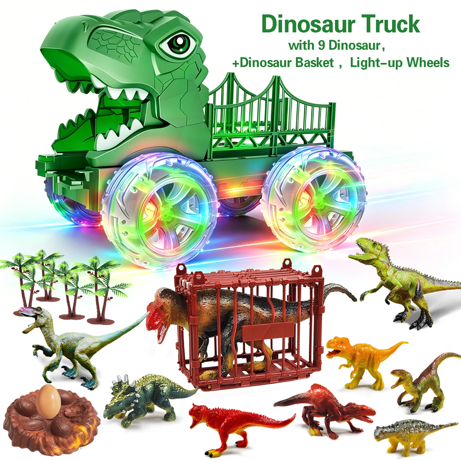 Tyrannosaurus Rex Dinosaur Truck 16 in 1 Transport Carrier Toy Set with 9 Dino Figures Educational Play Gift for Kids Boys
Tyrannosaurus Rex Dinosaur Truck 16 in 1 Transport Carrier Toy Set with 9 Dino Figures Educational Play Gift for Kids Boys