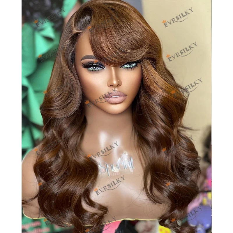 Cute Side Bangs Cut Brazilian Human Hair Light Brown 5x5 Lace Closure Wigs for Black Women Glueless Full Lace 180Density Wigs
Cute Side Bangs Cut Brazilian Human Hair Light Brown 5x5 Lace Closure Wigs for Black Women Glueless Full Lace 180Density Wigs