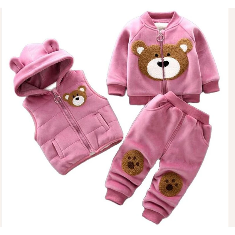 Cartoon Bear Hooded Vest+Sweater+Pants 3Pcs Suit Winter Warm Velvet Plush Lining Kid Toddler Boys Girls Bow Autumn Pink Clothing
Cartoon Bear Hooded Vest+Sweater+Pants 3Pcs Suit Winter Warm Velvet Plush Lining Kid Toddler Boys Girls Bow Autumn Pink Clothing