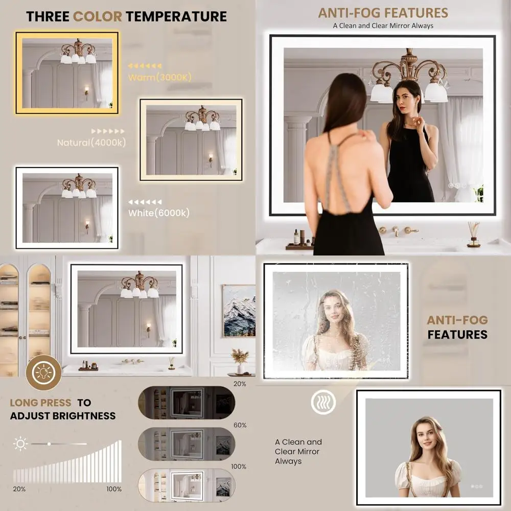 Зеркало для ванной комнаты со светодиодной подсветкой в черной рамке 40x32 с защитой от запотевания, регулируемой яркостью, закаленным стеклом и функцией памяти
Зеркало для ванной комнаты со светодиодной подсветкой в черной рамке 40x32 с защитой от запотевания, регулируемой яркостью, закаленным стеклом и функцией памяти