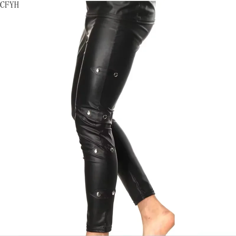 Men's Slim Fit PU Leather Leggings Wet Look Sexy Pouch Seamless Clubwear Tight with Rivets Classic Pants
Men's Slim Fit PU Leather Leggings Wet Look Sexy Pouch Seamless Clubwear Tight with Rivets Classic Pants