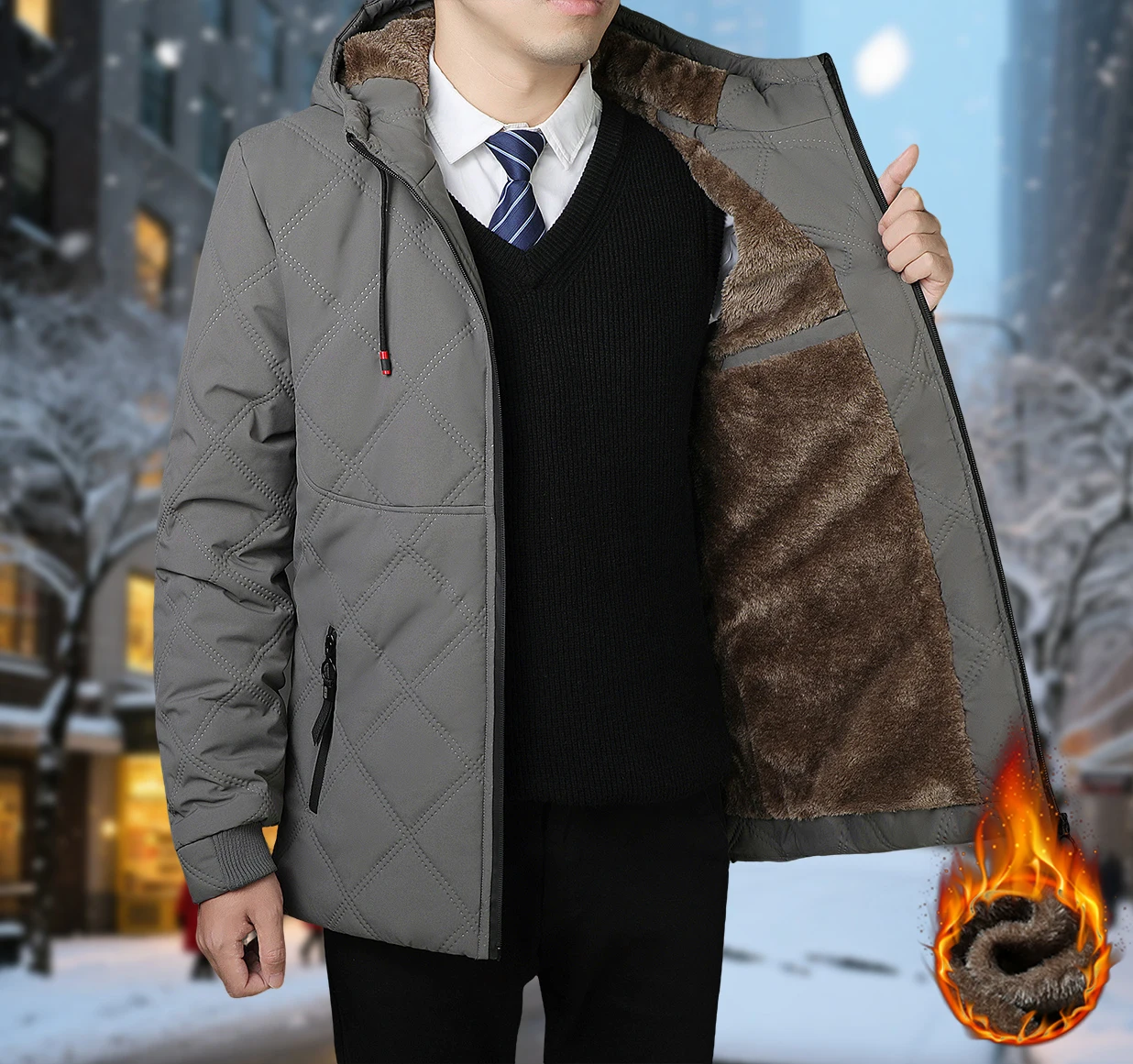 Winter Hooded Jacket Men Windproof Warm Business Casual Men Coats Blazers for Men Formal Social Jacket Solid Color Thick Coat
Winter Hooded Jacket Men Windproof Warm Business Casual Men Coats Blazers for Men Formal Social Jacket Solid Color Thick Coat
