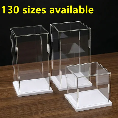 1pc Acrylic Display Box White Base, Plastic Box, Cube Storage Box, Transparent Small Assembly, Dustproof Display, Collectibles