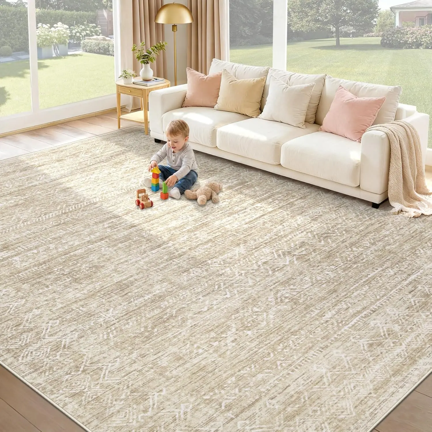8x10 Washable Geometric Rug Non-Slip Low Pile for Living Room, Bedroom, Home Office (Beige)
8x10 Washable Geometric Rug Non-Slip Low Pile for Living Room, Bedroom, Home Office (Beige)