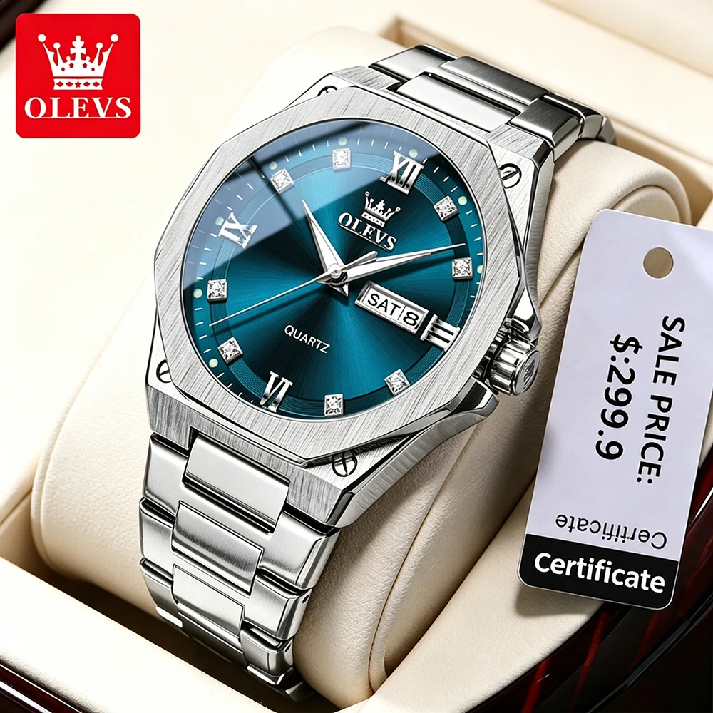 OLEVS Men's Watches Classic Luxury Fine Steel Original Quartz Wristwatch for Man Waterproof Luminous Date Week Octagonal Dial
OLEVS Men's Watches Classic Luxury Fine Steel Original Quartz Wristwatch for Man Waterproof Luminous Date Week Octagonal Dial