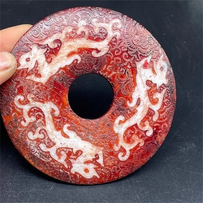 Chinese FOLK ART Collection Jade ware Exquisite Carved relief Dragon pattern round
Chinese FOLK ART Collection Jade ware Exquisite Carved relief Dragon pattern round