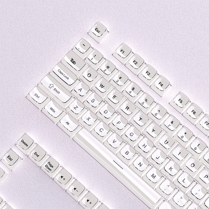 Cross-border spot white engraved keycap MDA height small full set of 130 keys PC transparent magnetic axis
Cross-border spot white engraved keycap MDA height small full set of 130 keys PC transparent magnetic axis