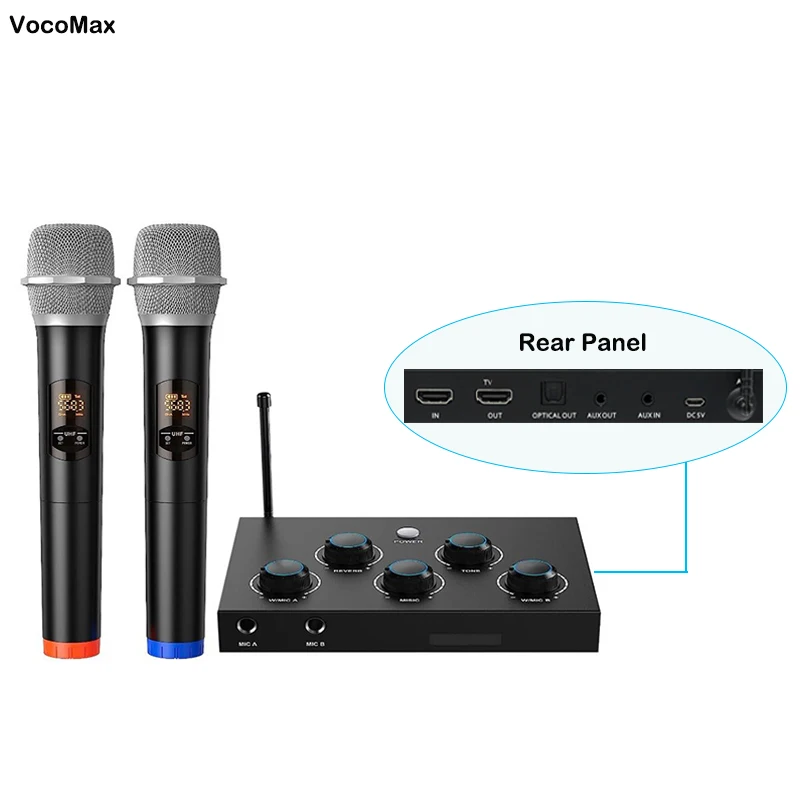 Двухканальный караоке-микшер для домашнего кинотеатра с беспроводным микрофоном UHF HD ARC Optical (Toslink) AUX
Двухканальный караоке-микшер для домашнего кинотеатра с беспроводным микрофоном UHF HD ARC Optical (Toslink) AUX