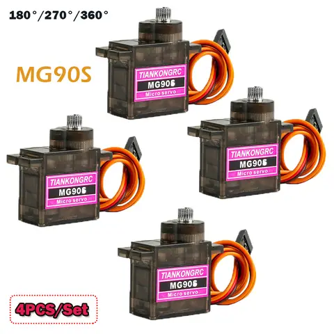 4PCS/Set 9g MG90S All Metal Gear Micro Digital Servo Brushed Motor 180/270/360 Degree Mini Servos DIY Parts For Plane/Drone Toys