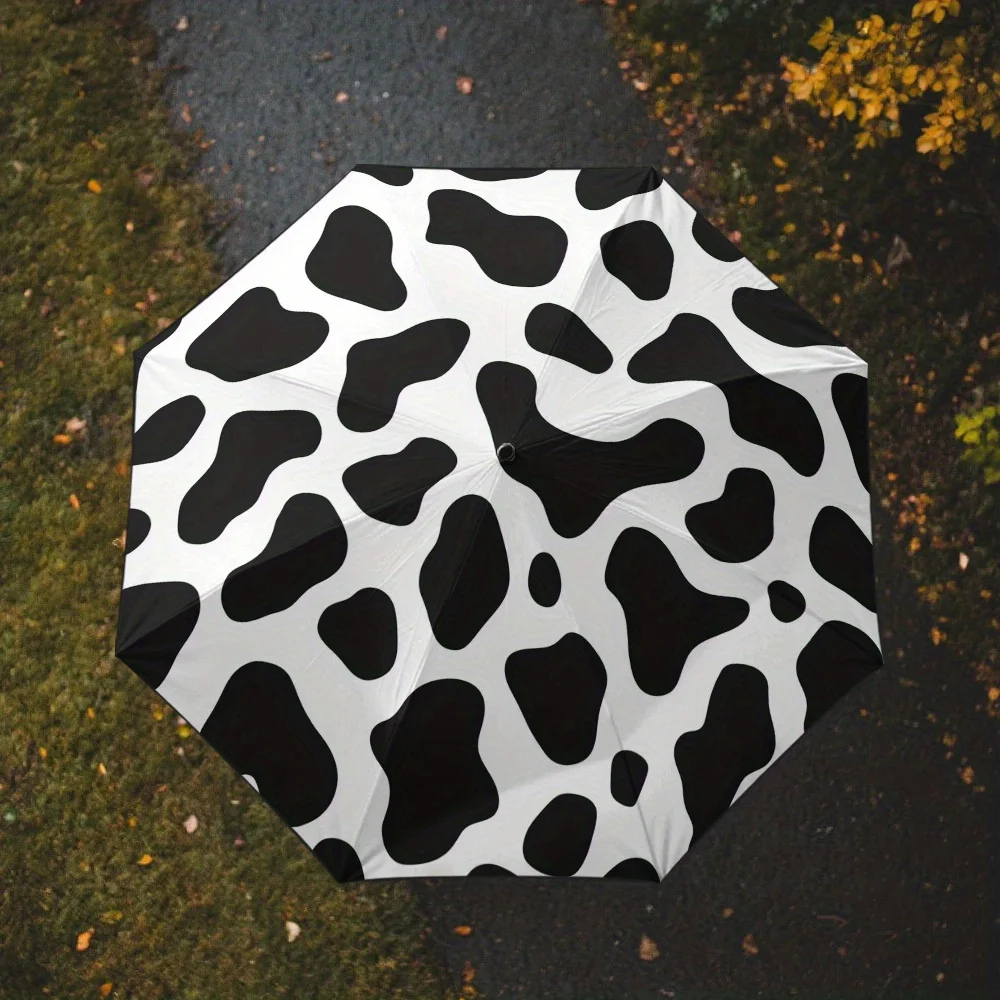 1pc Cow Print Black & White Umbrella, 8-Rib Heavy-Duty Frame, Self-Opening/ Closing Compact Portable Umbrella with Cowhide-lik
1pc Cow Print Black & White Umbrella, 8-Rib Heavy-Duty Frame, Self-Opening/ Closing Compact Portable Umbrella with Cowhide-lik