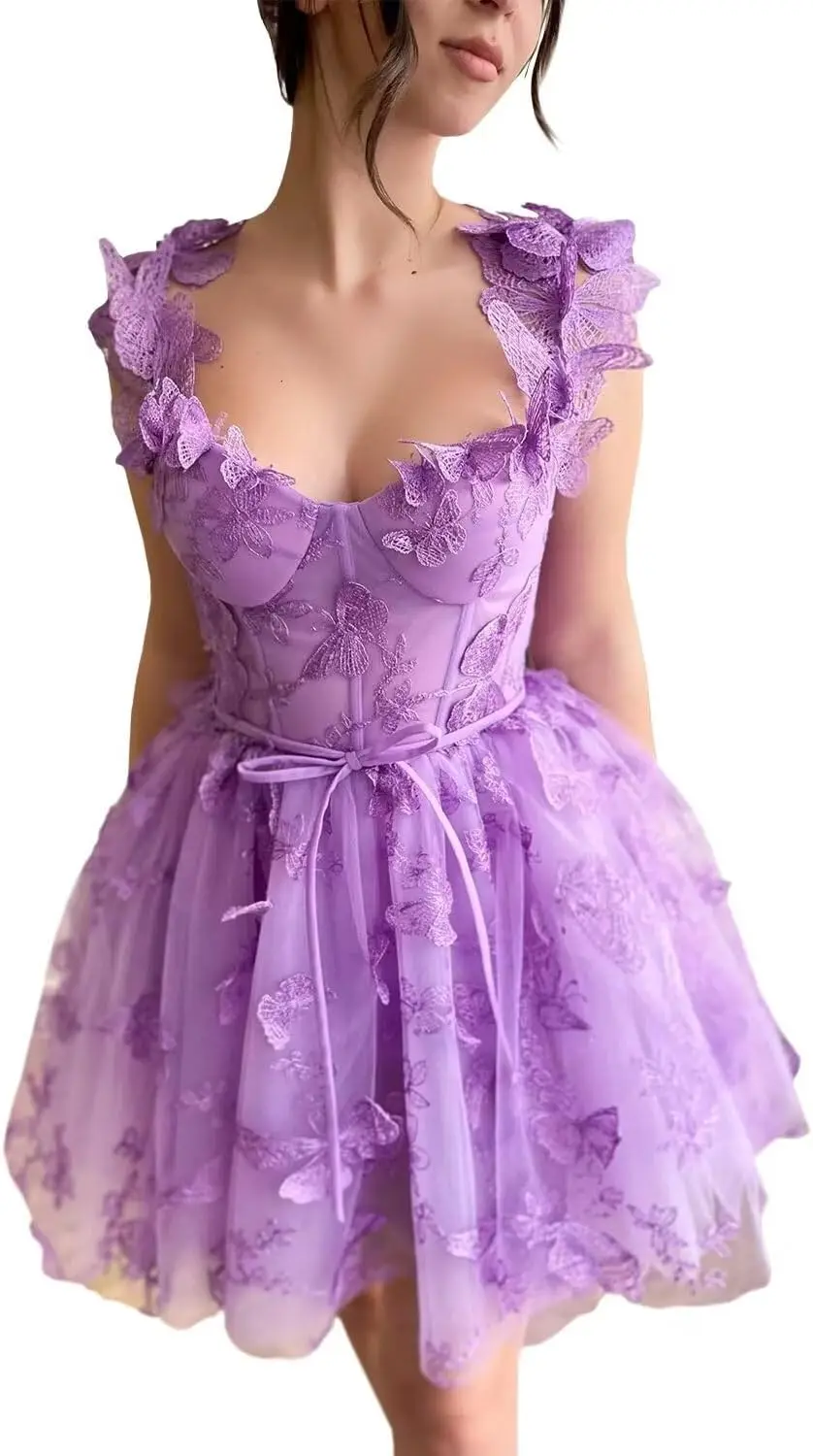 3D Butterfly Lace Applique Chiffon Back To School Dress,Butterfly Knot Sweetheart Mini Skirt, Dance Cocktail Dress for Teenagers
3D Butterfly Lace Applique Chiffon Back To School Dress,Butterfly Knot Sweetheart Mini Skirt, Dance Cocktail Dress for Teenagers