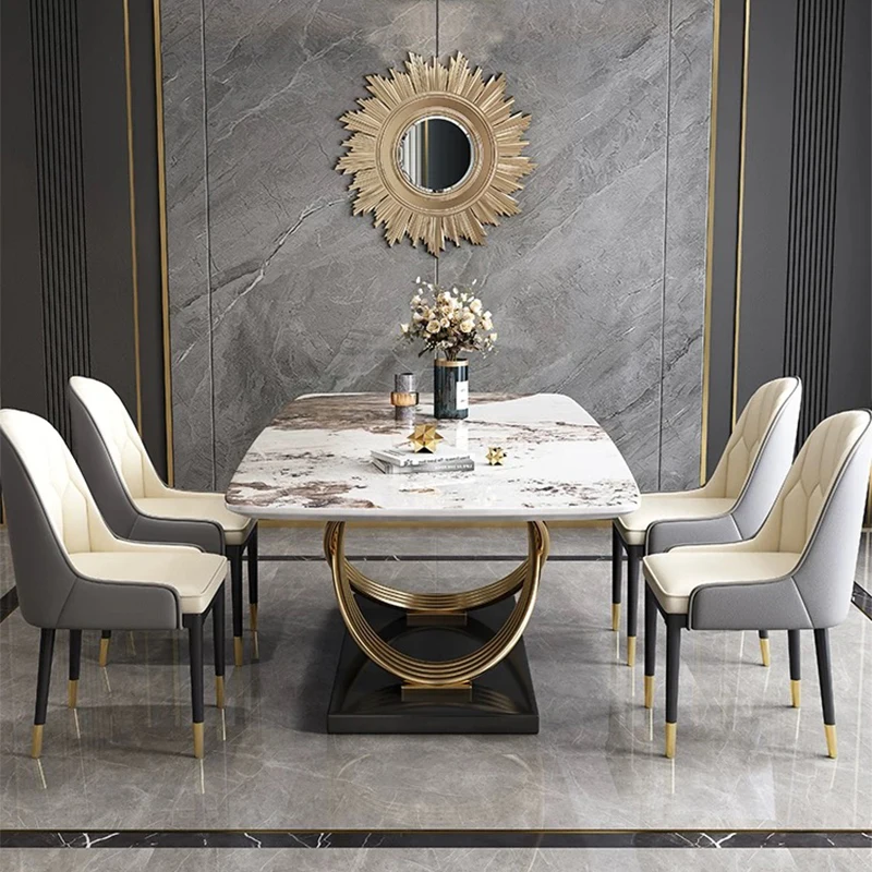 Luxury Dining Table with Stainless Steel Base and Sintered Stone Table Top 6 Person Seat Dining Table
Luxury Dining Table with Stainless Steel Base and Sintered Stone Table Top 6 Person Seat Dining Table
