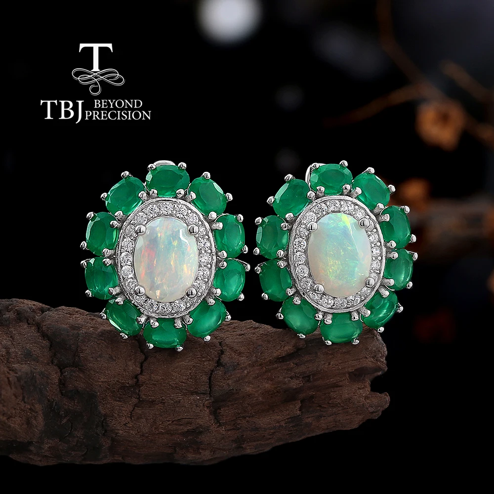925 Sterling Silver Earrings with Colorful Natural Opal & Green Agate Gems Luxury Fine Jewelry for Women Anniversary Party Gift
925 Sterling Silver Earrings with Colorful Natural Opal & Green Agate Gems Luxury Fine Jewelry for Women Anniversary Party Gift