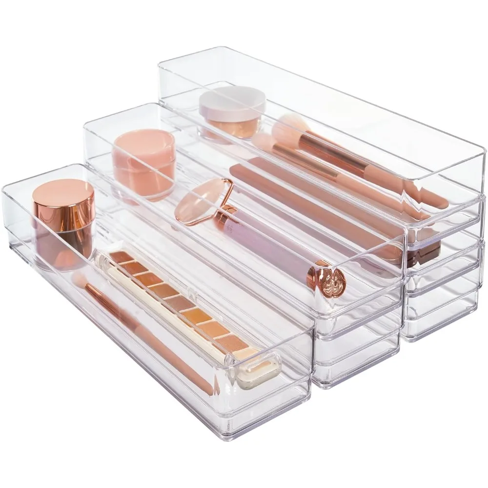 SimpleSort 6-Piece Stackable Clear Drawer Organizer Set | 12" x 3" x 2" Rectangle Trays | Narrow Makeup Vanity Storage Bins and
SimpleSort 6-Piece Stackable Clear Drawer Organizer Set | 12" x 3" x 2" Rectangle Trays | Narrow Makeup Vanity Storage Bins and