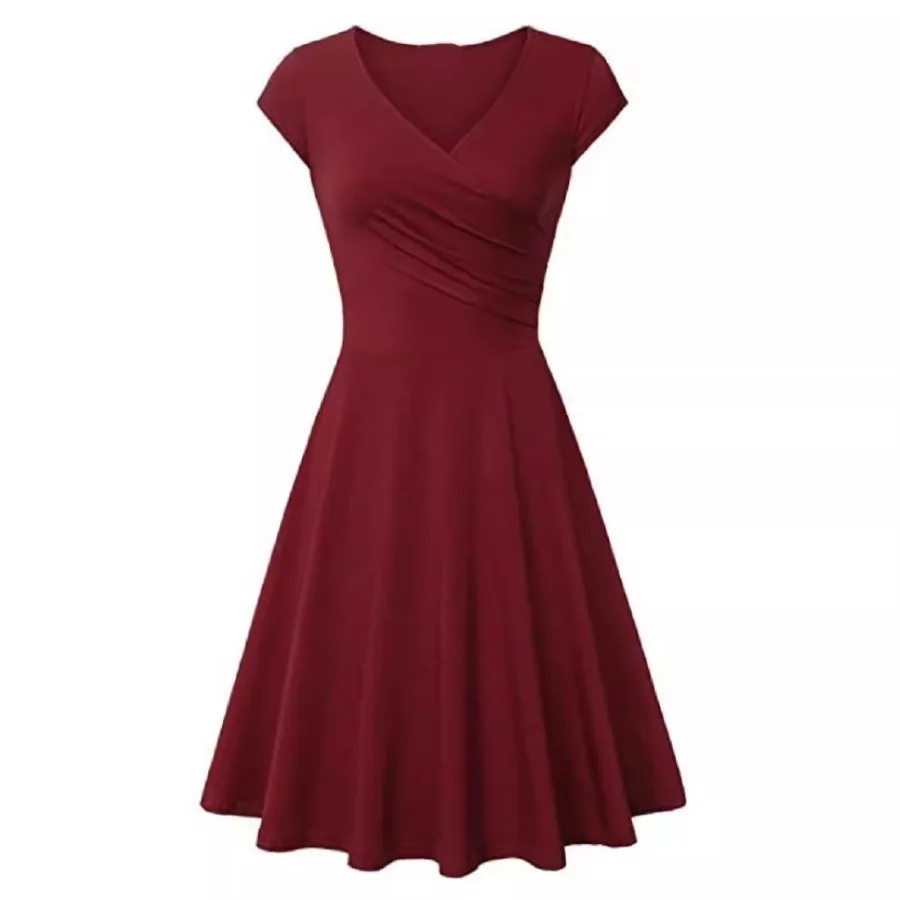 's new hot item fashionable solid color V-neck and wrinkled slim and sexy big swing dress
's new hot item fashionable solid color V-neck and wrinkled slim and sexy big swing dress