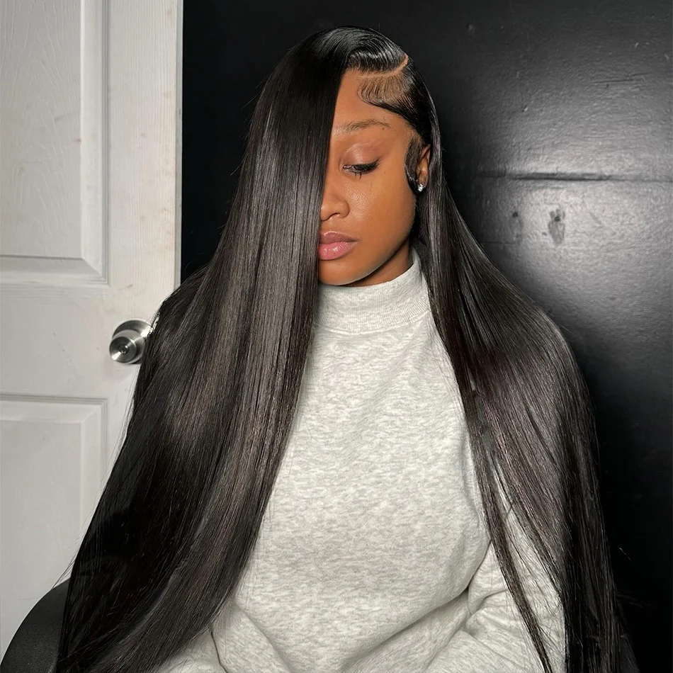 Premium Silky Soft 40 Inch Extra Long 250% Density Natural Black 13x4 HD Lace Frontal Bone Straight 13x6 Remy Human Hair Wigs Pre Plucked Hairline Invisible Bleached Knots Wear and Go 5x5 Glueless Closure Thick Full Ends
Premium Silky Soft 40 Inch Extra Long 250% Density Natural Black 13x4 HD Lace Frontal Bone Straight 13x6 Remy Human Hair Wigs Pre Plucked Hairline Invisible Bleached Knots Wear and Go 5x5 Glueless Closure Thick Full Ends