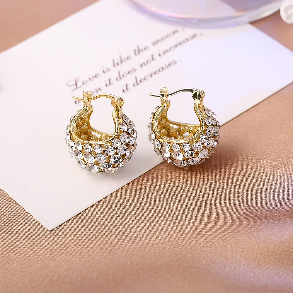 Fashionable and exquisite full-diamond earrings, niche design, versatile basket earrings, high-end and elegant ear accessories
Fashionable and exquisite full-diamond earrings, niche design, versatile basket earrings, high-end and elegant ear accessories