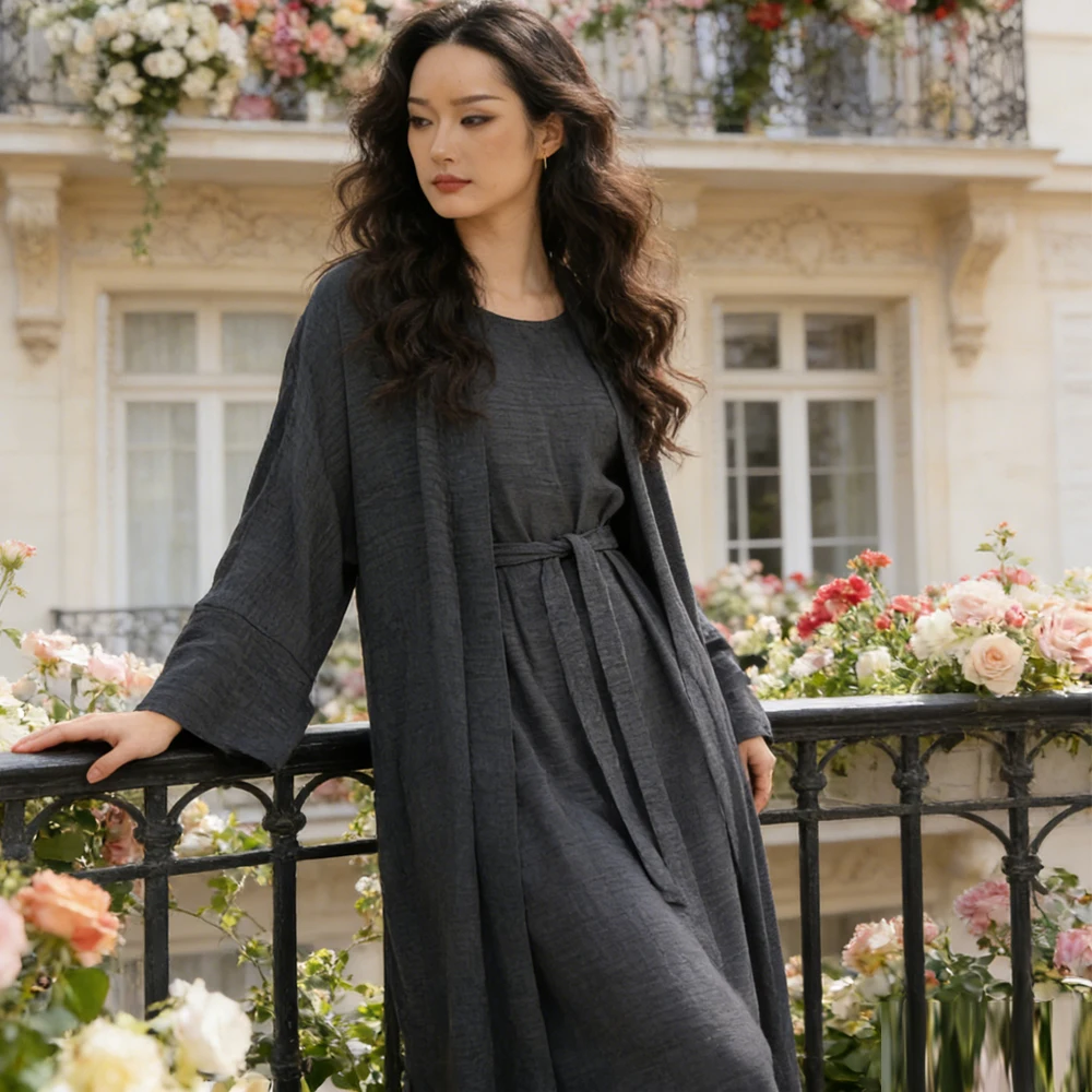 2025 New Dubai Turkish Kimono Cardigan and Dress Robe Muslim Women Modest Abaya Islam Clothing Eid Ramadan Kebaya Jalabiya Set
2025 New Dubai Turkish Kimono Cardigan and Dress Robe Muslim Women Modest Abaya Islam Clothing Eid Ramadan Kebaya Jalabiya Set