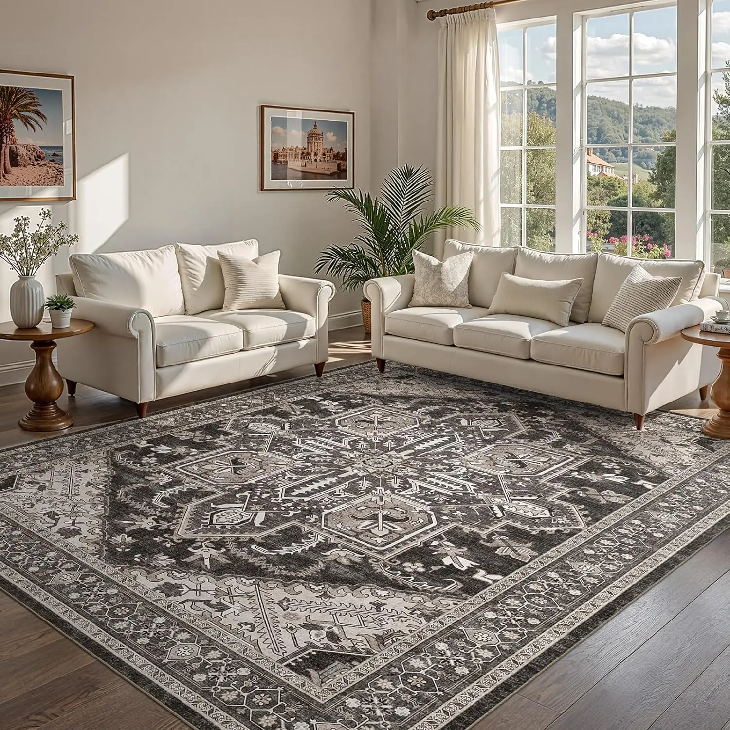 Vintage Black & White Persian Geometric Area Rug, Non Slip Soft Floor Mat for Living Room Bedroom Balcony Home Indoor Decoration
Vintage Black & White Persian Geometric Area Rug, Non Slip Soft Floor Mat for Living Room Bedroom Balcony Home Indoor Decoration