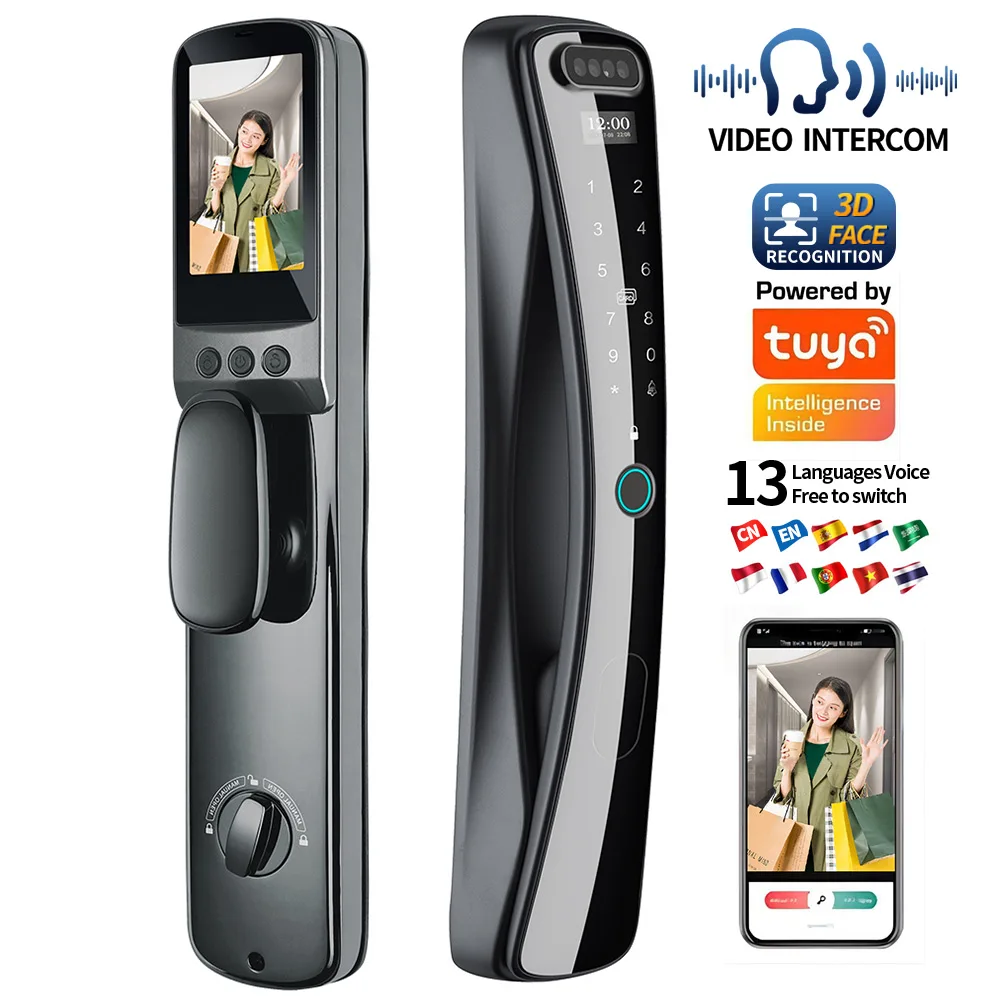 Wholesale Price Electric Biometric Fingerprint Face Recognition Smart Door Digital Look Tuya Wifi Smart Lock Intercom Function
Wholesale Price Electric Biometric Fingerprint Face Recognition Smart Door Digital Look Tuya Wifi Smart Lock Intercom Function