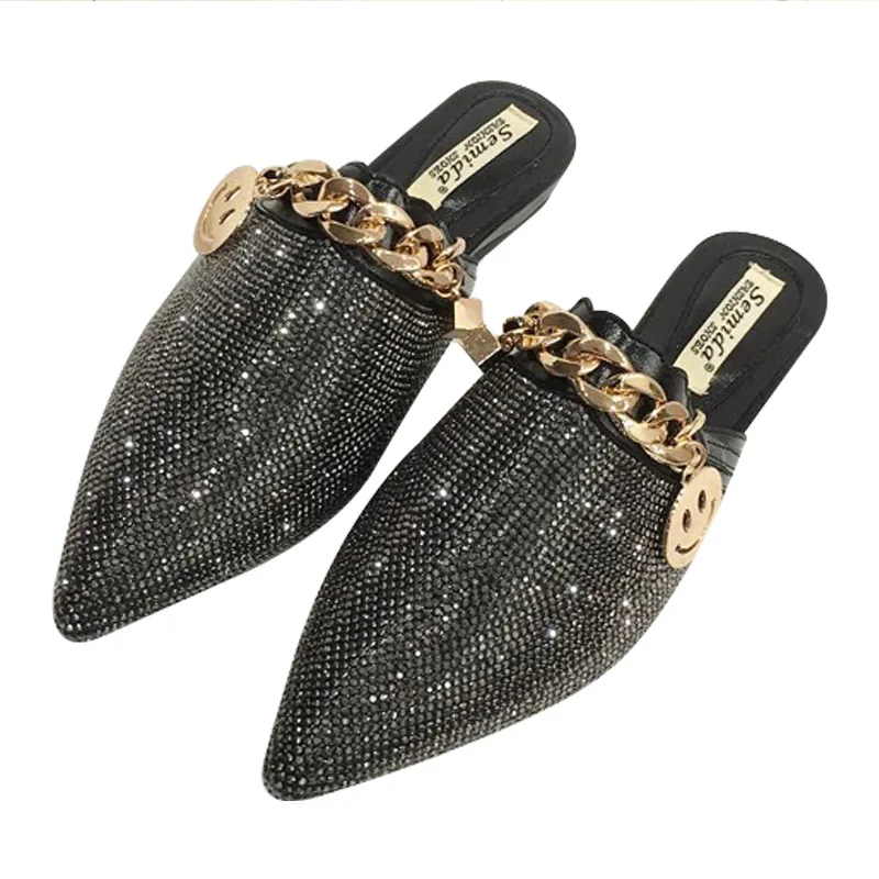 Trendy Pointed Flat Bottom Slippers Women's Outerwear European Style Summer Diamond Embellished Lazy Half Slippers
Trendy Pointed Flat Bottom Slippers Women's Outerwear European Style Summer Diamond Embellished Lazy Half Slippers